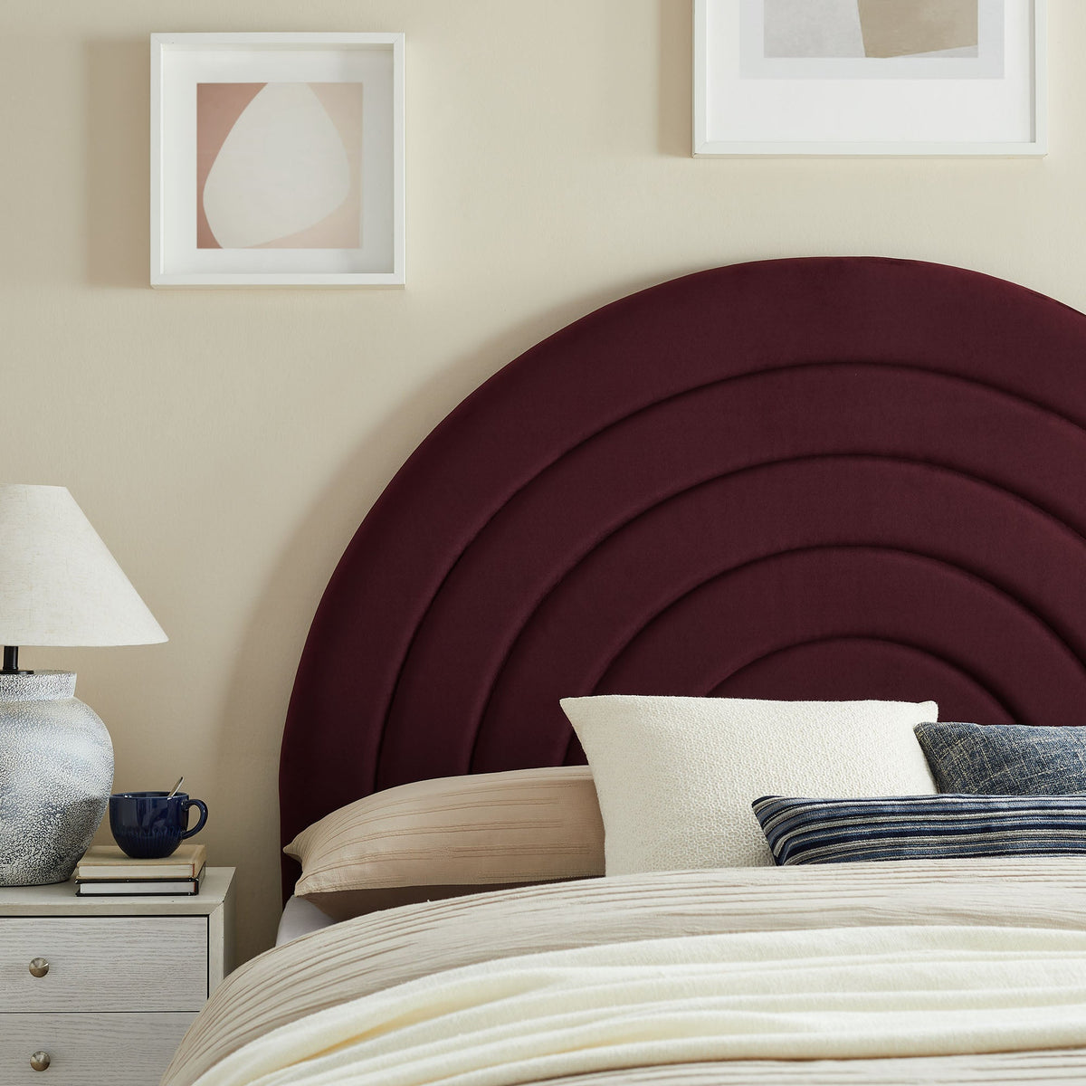 Modway Solana arched performance velvet full headboard burgundy on Tampa Home & Garden Store