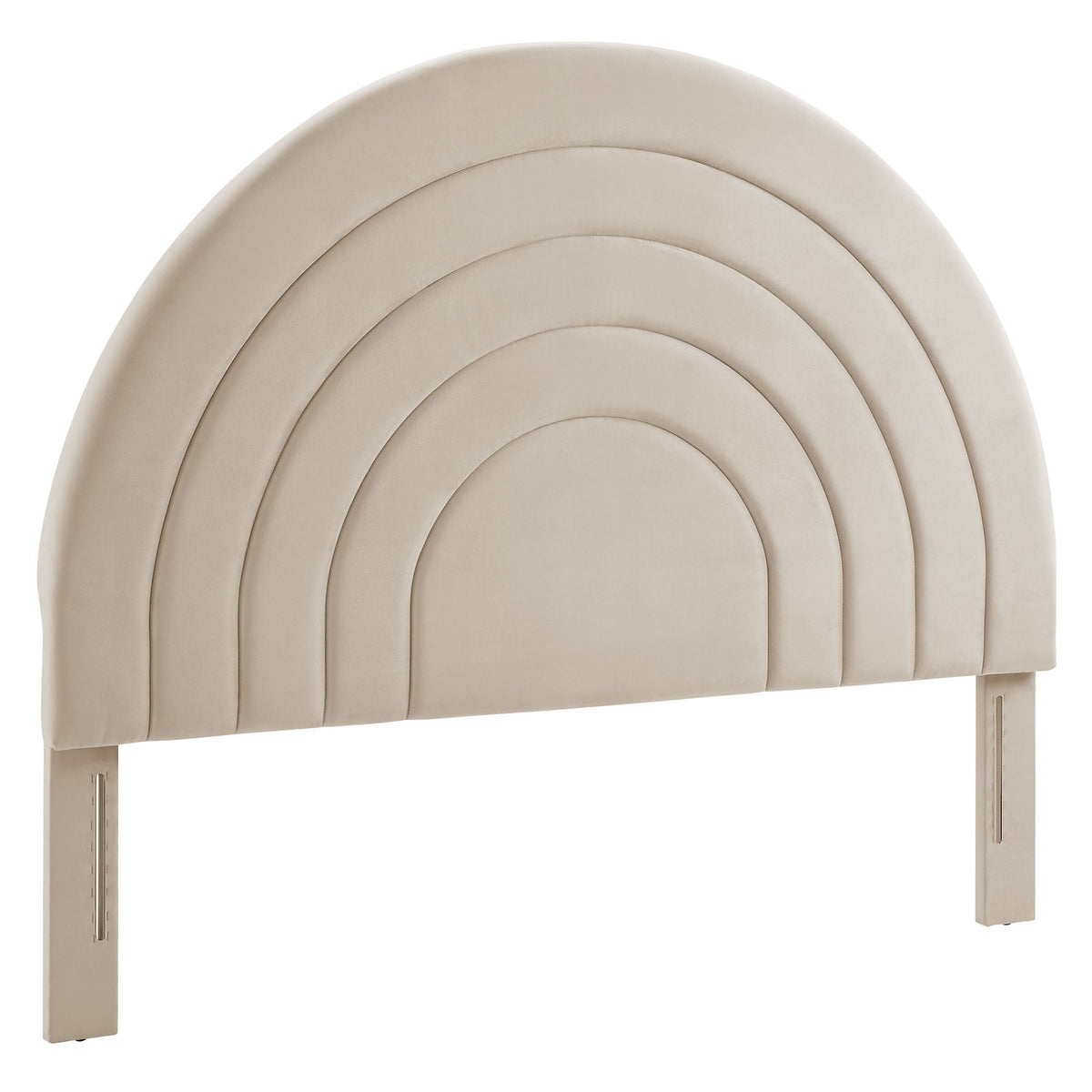 Solana arched performance velvet headboard in beige with curved quilting for plush bedroom on Tampa Home & Garden Store