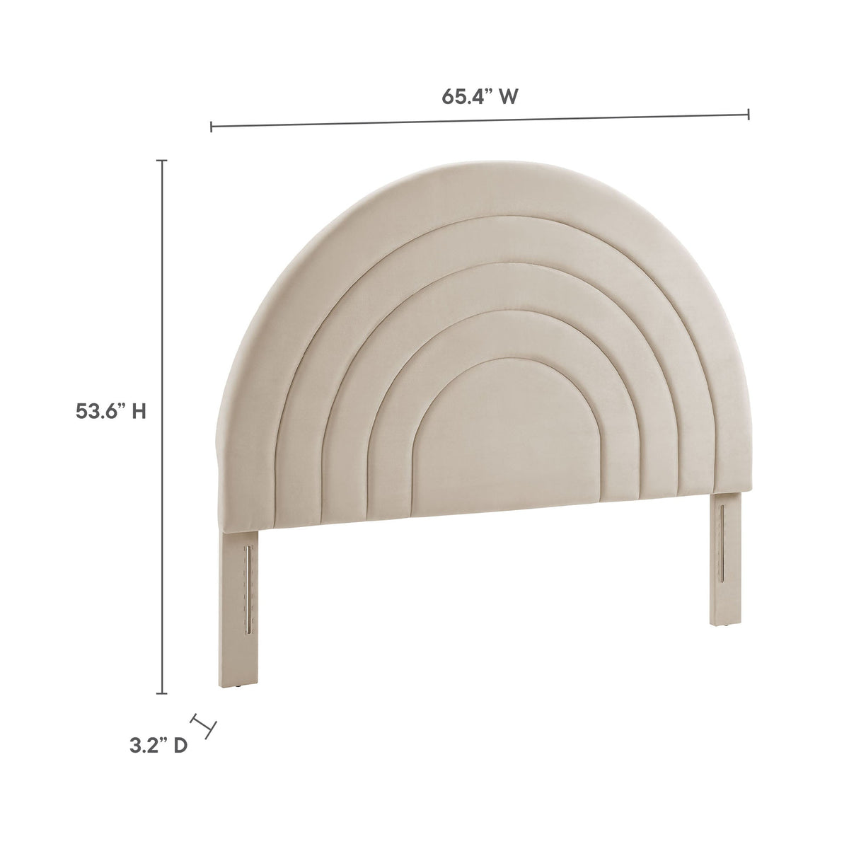 Solana Arched Performance Velvet Headboard by Modway in beige with concentric arch quilting on Tampa Home & Garden Store