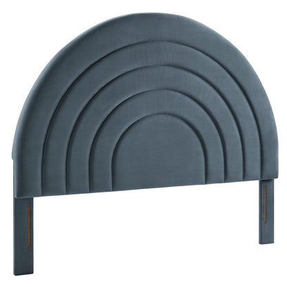 Solana Arched Performance Velvet Headboard in deep blue, curved quilted panels by Modway on Tampa Home & Garden Store