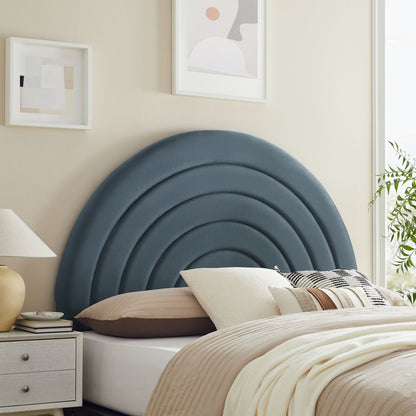 Solana arched performance velvet headboard in deep blue with stacked curved panels by Modway on Tampa Home & Garden Store
