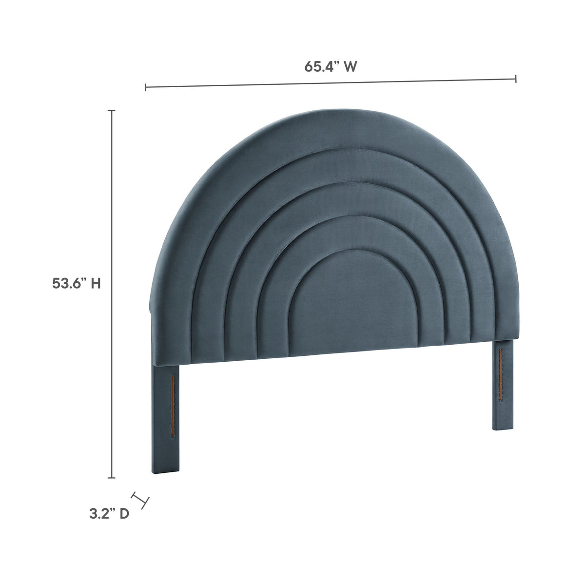 Solana Arched Performance Velvet Headboard by Modway in blue velvet with arches on legs on Tampa Home & Garden Store