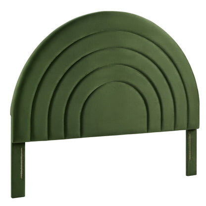 Solana arched performance velvet headboard in emerald green with curved quilted arches on Tampa Home & Garden Store