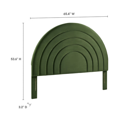 Solana Arched Performance Velvet Headboard green velvet, curved concentric arcs by Modway on Tampa Home & Garden Store