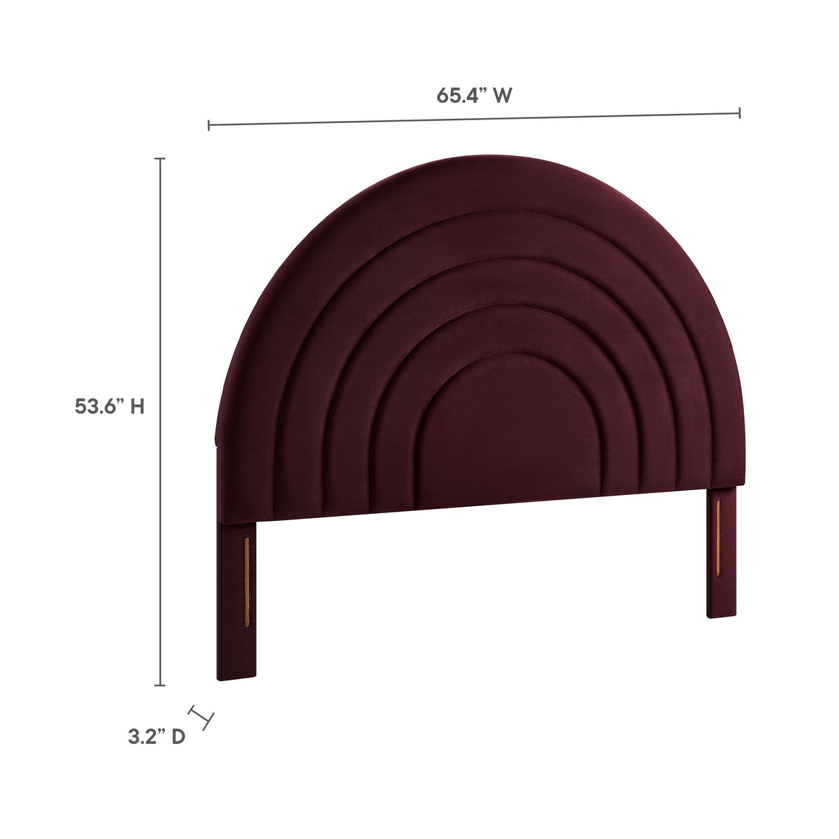 Solana arched performance velvet headboard by Modway in burgundy with quilted arches and wood legs on Tampa Home & Garden Store
