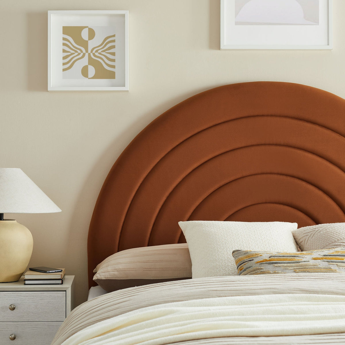 Solana arched performance velvet headboard in warm brown by Modway, HouseOfZazla on Tampa Home & Garden Store