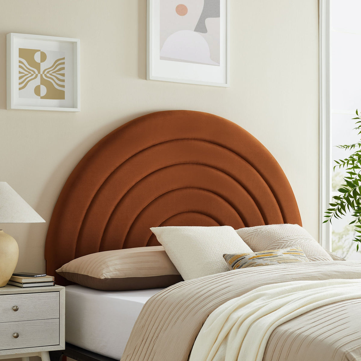 Solana Arched Performance Velvet Headboard in rust by Modway on Tampa Home & Garden Store