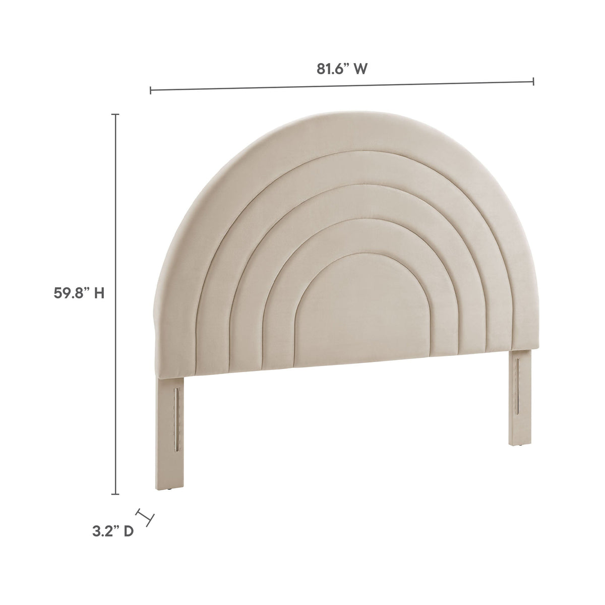 Solana Arched Performance Velvet King Headboard beige with arc quilting by Modway on Tampa Home & Garden Store