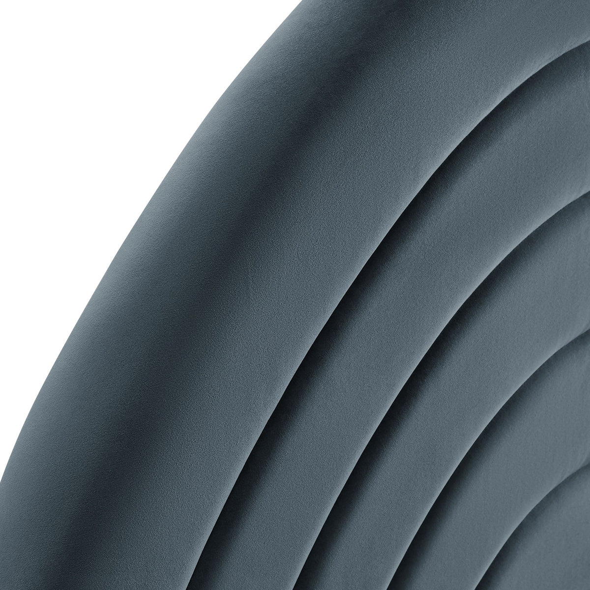 Solana Arched Performance Velvet King Headboard blue gray velvet close-up on Tampa Home & Garden Store