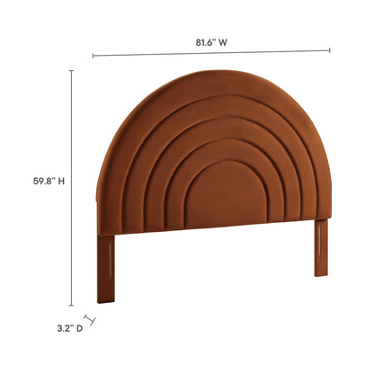 Solana arched performance velvet king headboard in burnt orange with concentric arc panels on Tampa Home & Garden Store