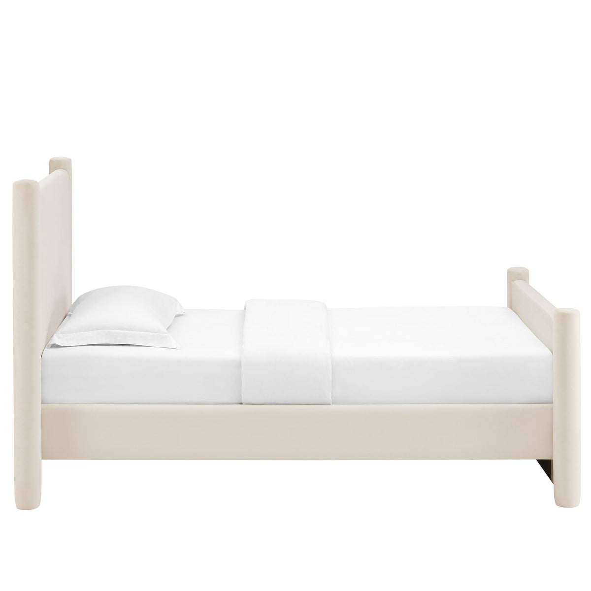 Rael rounded-post performance velvet platform bed in cream beige by Modway on Tampa Home & Garden Store