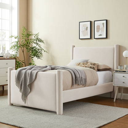 Rael rounded-post velvet platform bed by Modway, cream upholstery on Tampa Home & Garden Store