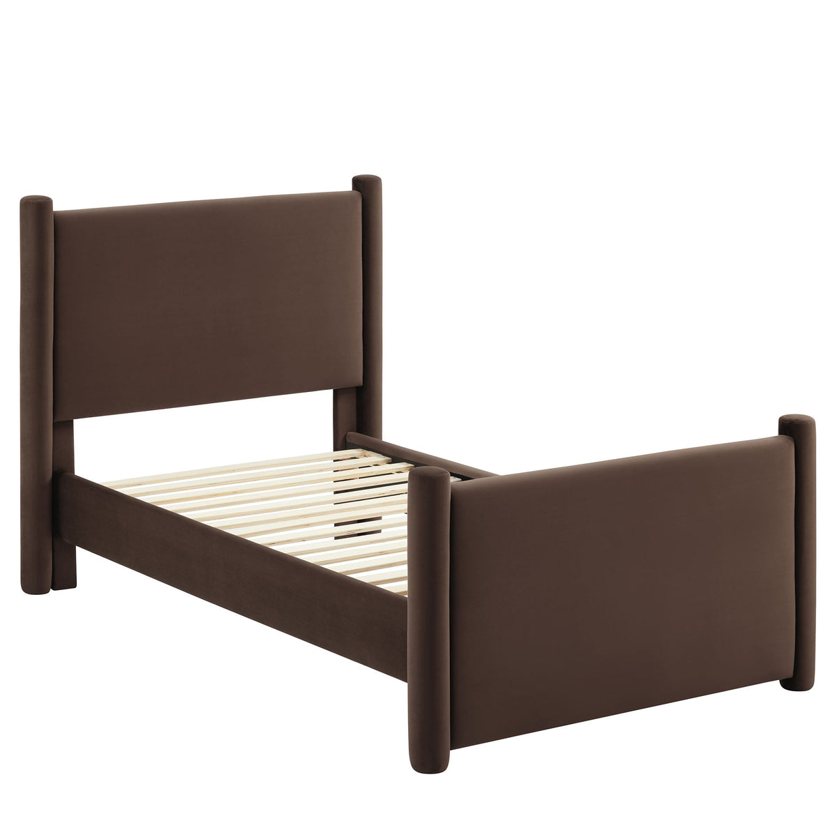Rael Rounded Post Performance Velvet Platform Bed by Modway, brown velvet, HouseOfZazla on Tampa Home & Garden Store
