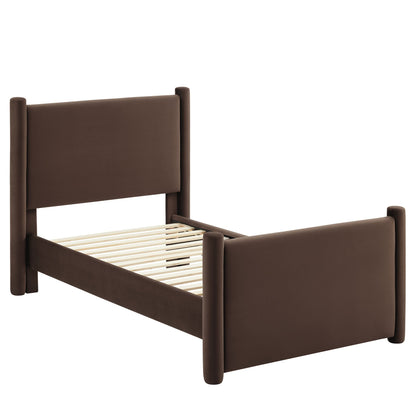 Rael Rounded Post Performance Velvet Platform Bed by Modway, brown velvet, HouseOfZazla on Tampa Home & Garden Store
