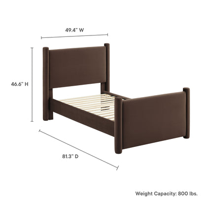 Rael rounded-post performance velvet platform bed by Modway, brown upholstered headboard on Tampa Home & Garden Store