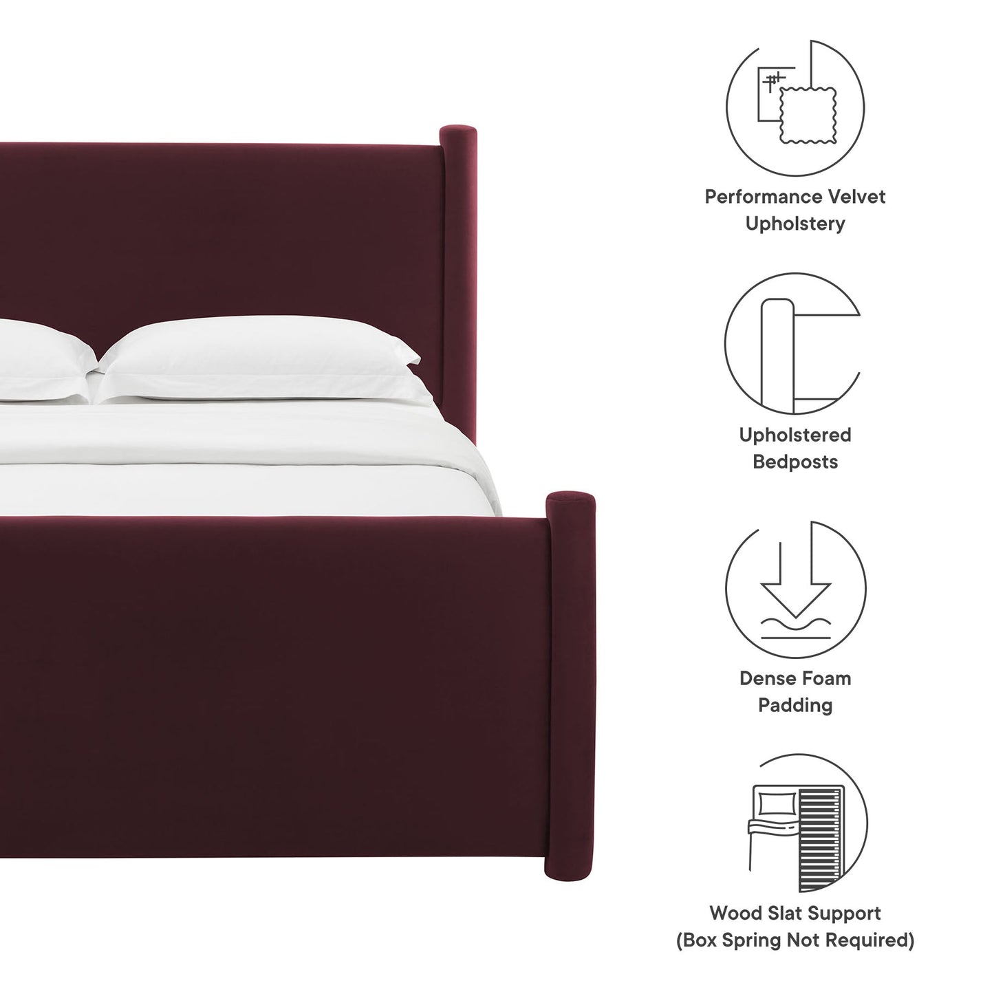 Rael Performance Velvet Queen Bed by Modway
