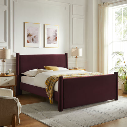 Rael Rounded Post Performance Velvet Platform Bed burgundy velvet upholstered by Modway on Tampa Home & Garden Store