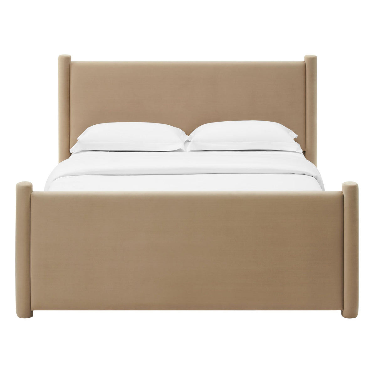 Rael Rounded-Post Velvet Platform Bed beige velvet by Modway on Tampa Home & Garden Store