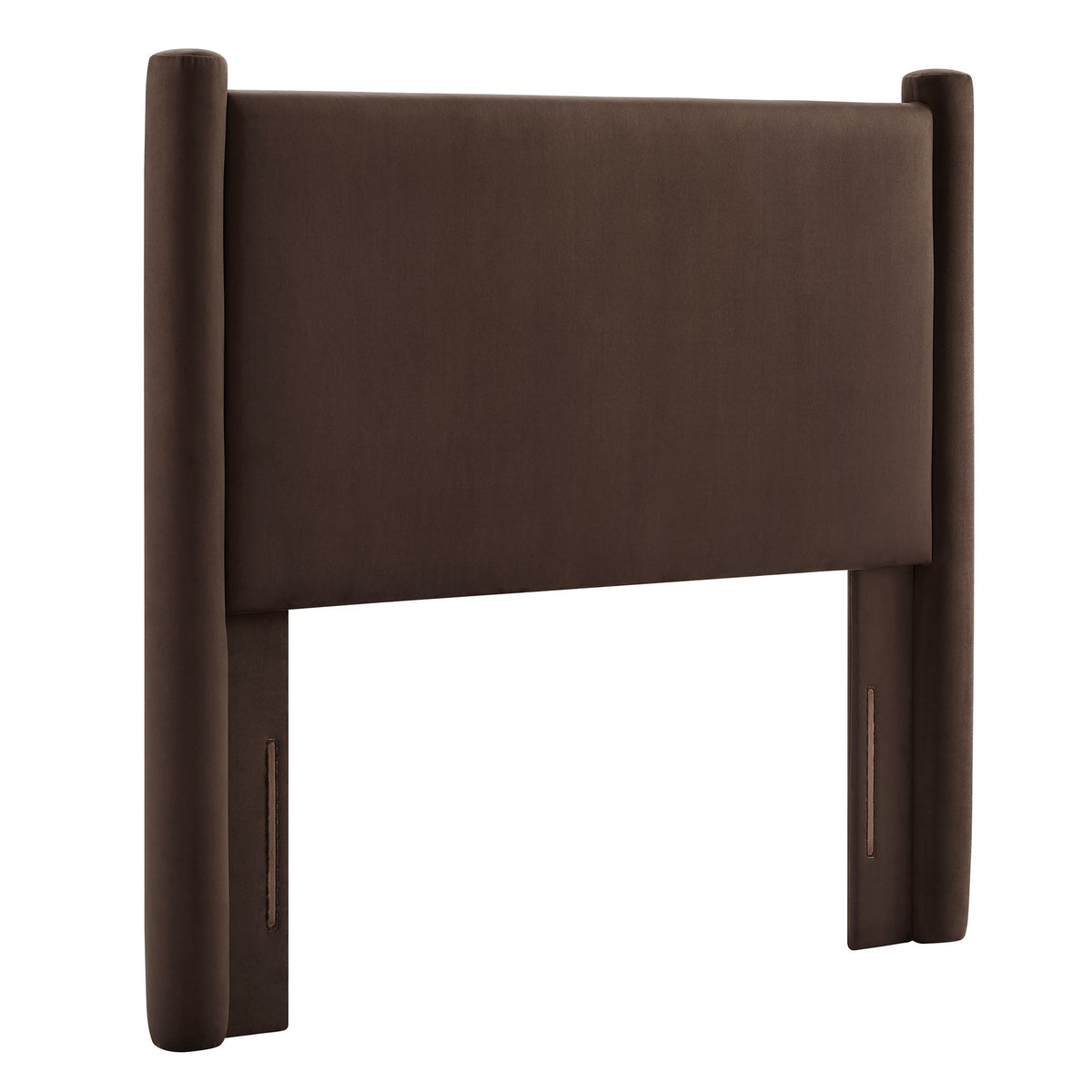 Rael Performance Velvet Twin Headboard in brown velvet with cylindrical posts by Modway on Tampa Home & Garden Store