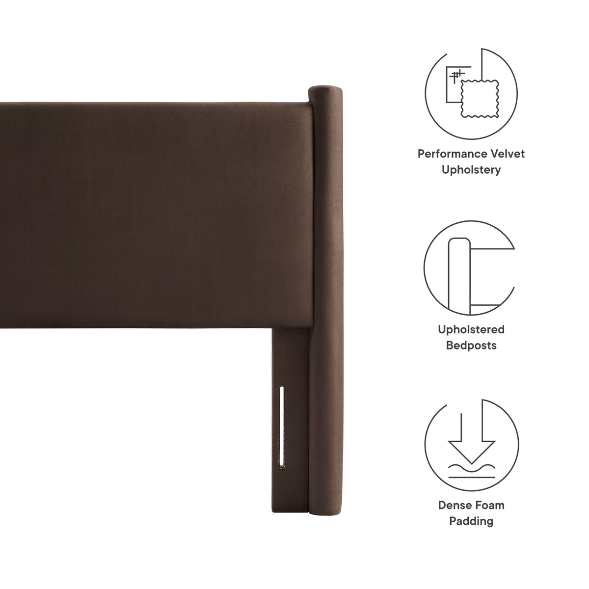 Rael Twin Headboard by Modway brown performance velvet upholstery dense foam padding on Tampa Home & Garden Store