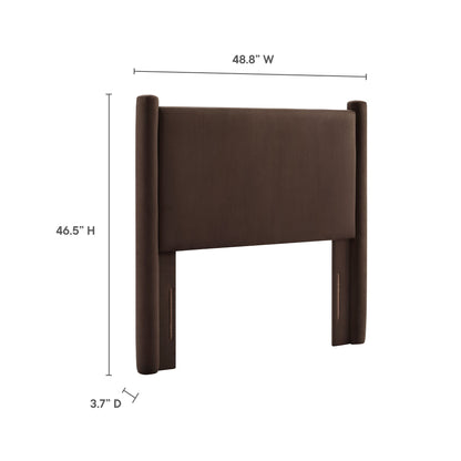 Rael Performance Velvet Twin Headboard by Modway in brown velvet with tall upholstered posts on Tampa Home & Garden Store