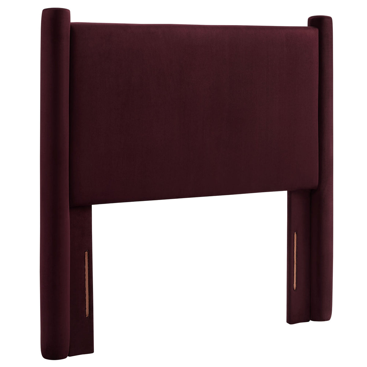 Rael Performance Velvet Twin Headboard burgundy velvet upholstery with tall posts for bedroom on Tampa Home & Garden Store