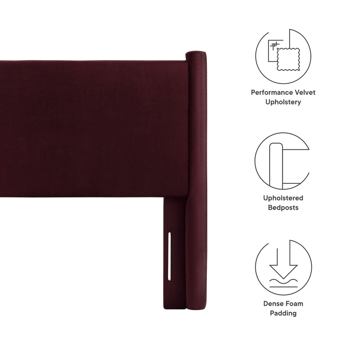 Rael Performance Velvet Twin Headboard by Modway in burgundy velvet upholstery on Tampa Home & Garden Store