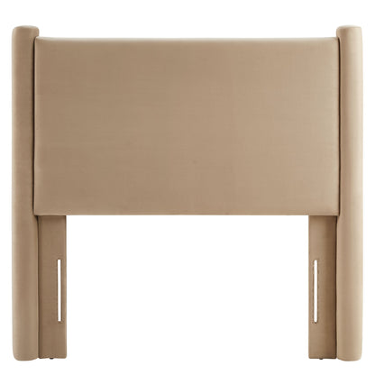 Rael Performance Velvet Twin Headboard taupe upholstered bed with tall side posts by Modway on Tampa Home & Garden Store