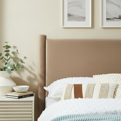 Rael Performance Velvet Twin Headboard by Modway, beige velvet, modern bedroom accent on Tampa Home & Garden Store