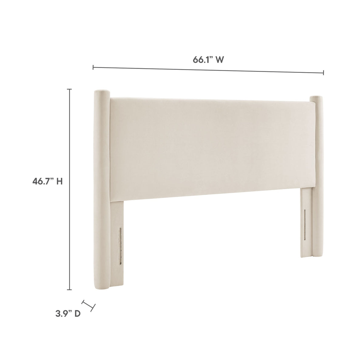 Rael Performance Velvet Headboard by Modway, ivory velvet with tall padded panel on Tampa Home & Garden Store