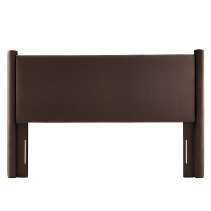 Rael Performance Velvet Headboard by Modway, chocolate brown velvet upholstery with tall posts on Tampa Home & Garden Store