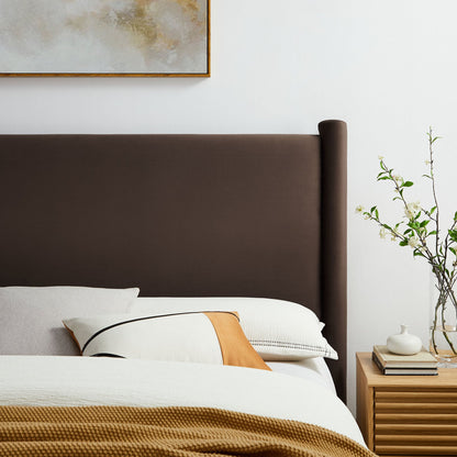 Rael Performance Velvet Headboard by Modway, brown velvet upholstery, tall padded panel on Tampa Home & Garden Store