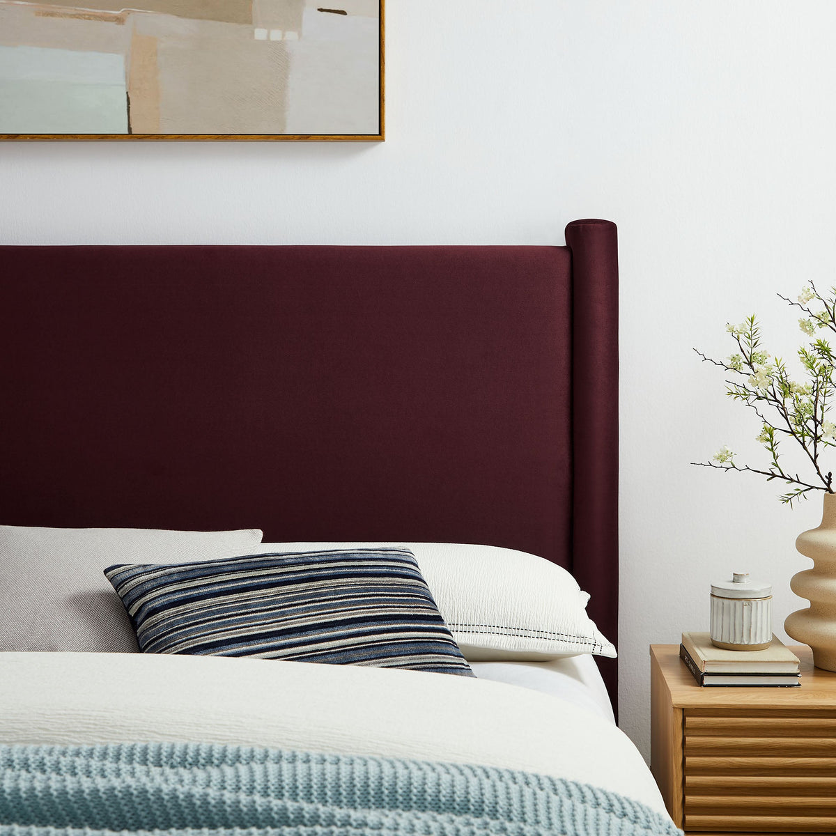 Rael Performance Velvet Headboard by Modway in burgundy velvet upholstery on Tampa Home & Garden Store