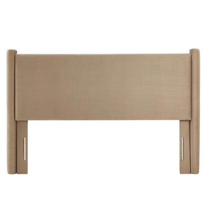 Rael Performance Velvet Headboard by Modway, beige velvet upholstery with tall side posts on Tampa Home & Garden Store