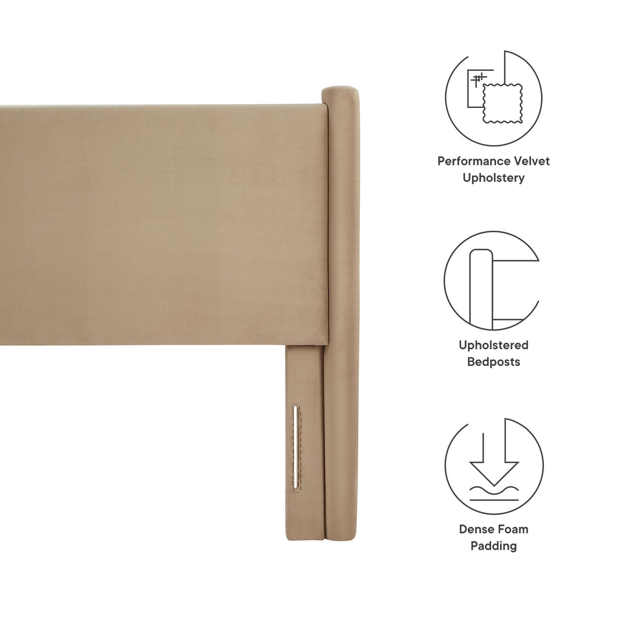 Rael Performance Velvet Headboard by Modway, tan velvet upholstery on Tampa Home & Garden Store