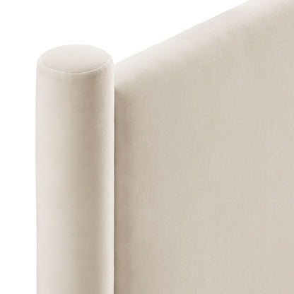 Rael Performance Velvet Headboard by Modway in beige velvet with rounded edge on Tampa Home & Garden Store