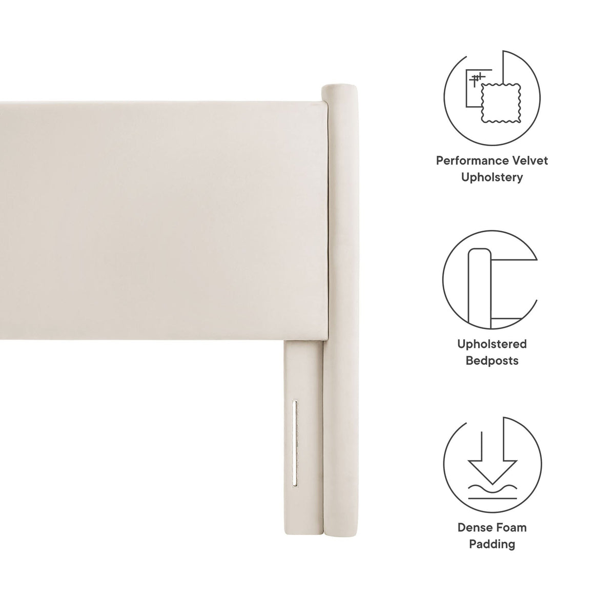Headboard Rael Performance Velvet by Modway in cream velvet upholstery on Tampa Home & Garden Store