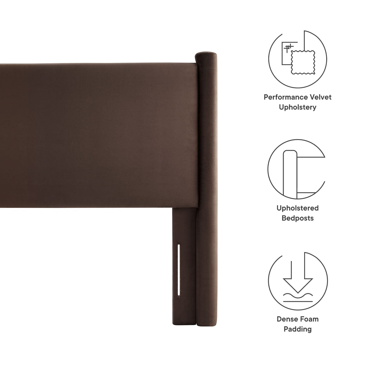 Rael Performance Velvet Headboard by Modway in brown velvet upholstery on Tampa Home & Garden Store