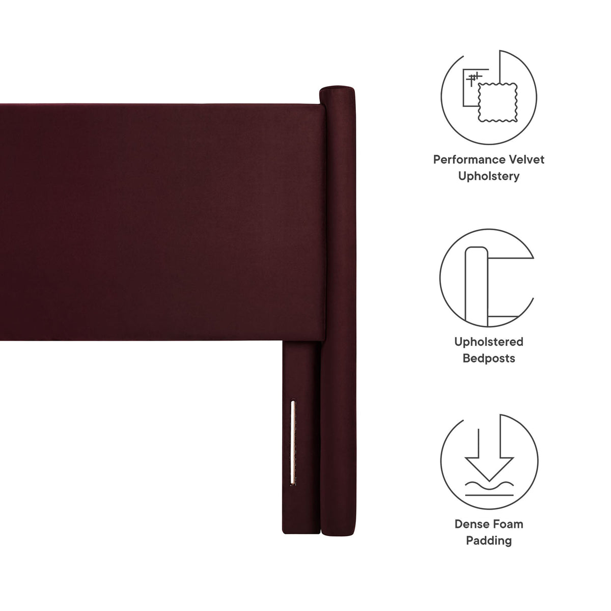 Rael Performance Velvet Headboard by Modway in deep burgundy velvet upholstery on Tampa Home & Garden Store