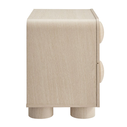 Sonnet 2-Drawer Nightstand by Modway in natural wood finish with rounded pedestal feet on Tampa Home & Garden Store