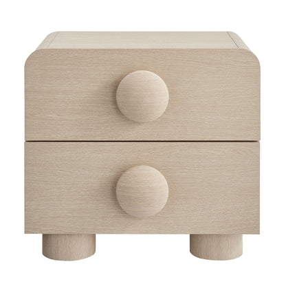 Sonnet 2-Drawer Nightstand light oak with rounded edges and large central knob on Tampa Home & Garden Store