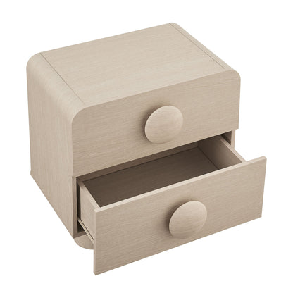 Sonnet 2-Drawer Nightstand Modway light wood rounded corners circular knobs drawers open on Tampa Home & Garden Store