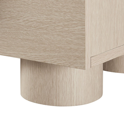 Sonnet 2-Drawer Nightstand in light oak with rounded pedestal base on Tampa Home & Garden Store