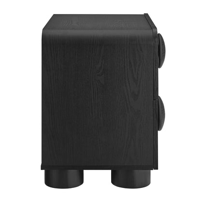 Sonnet 2-Drawer Nightstand black wood grain finish with rounded bun feet on Tampa Home & Garden Store