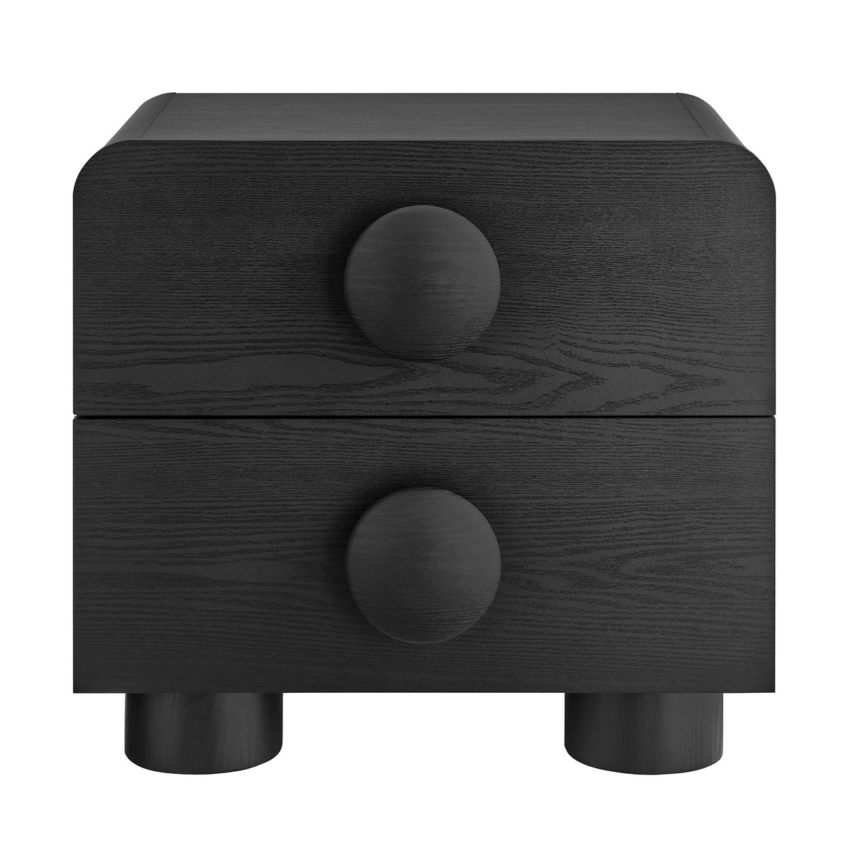Sonnet 2-Drawer Nightstand dark black woodgrain with round pulls HouseOfZazla on Tampa Home & Garden Store