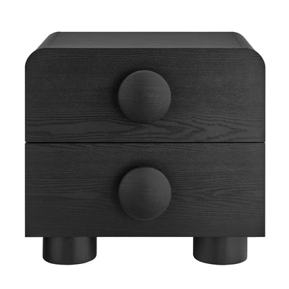 Sonnet 2-Drawer Nightstand dark black woodgrain with round pulls HouseOfZazla on Tampa Home & Garden Store