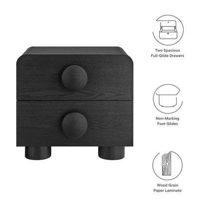 Sonnet 2-Drawer Nightstand by Modway in black wood grain with two full-glide drawers on Tampa Home & Garden Store