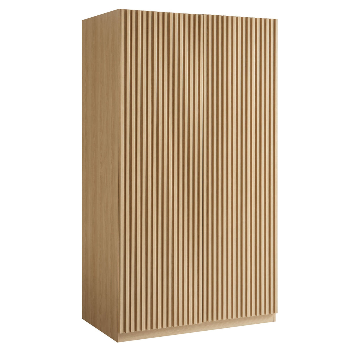 Render 2-Door Wardrobe Closet by Modway, light oak wood with vertical slat front on Tampa Home & Garden Store