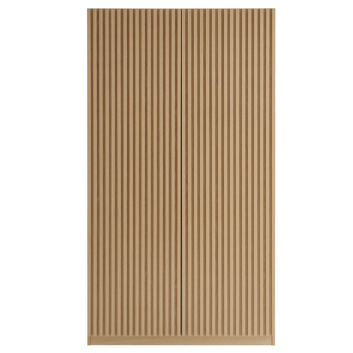Render 2-Door Wardrobe Closet in natural wood with vertical slat panels for bedroom storage on Tampa Home & Garden Store