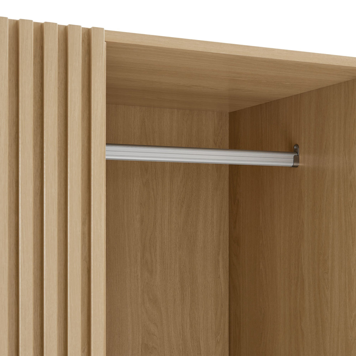 Modway Render 2-Door Wardrobe closet interior in light oak with hanging rail on Tampa Home & Garden Store
